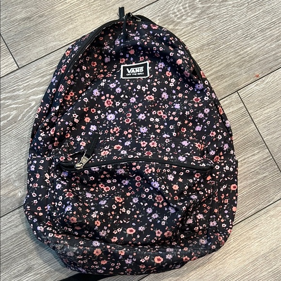Vans Black Backpack with Floral Design. - Picture 1 of 3